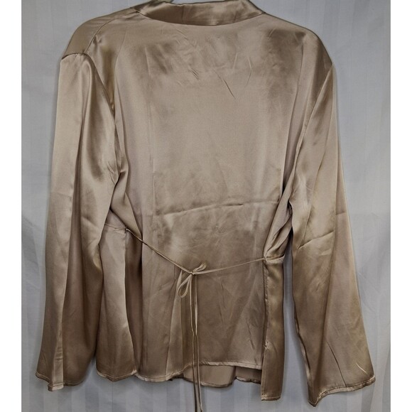 Silk Blouse Gold Tie Back Size XL August Silk Women's - Picture 6 of 9